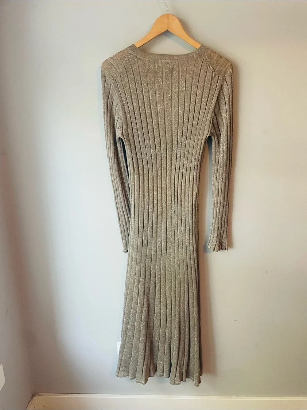 J. Crew Ribbed Metallic Long-Sleeve Midi Dress NWT